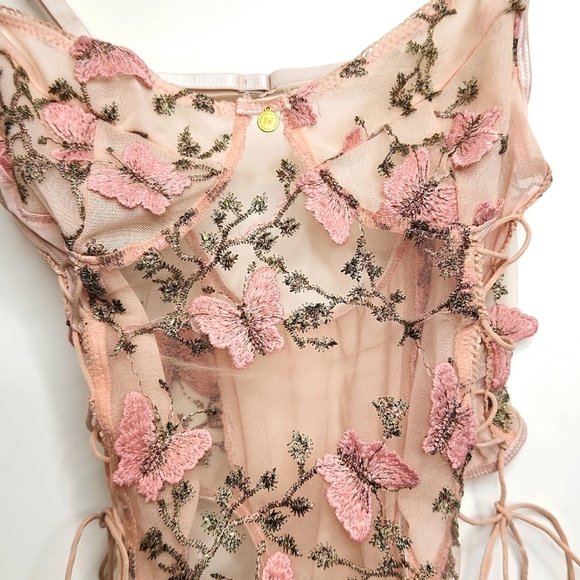 Aurelia Intimates Floral Embroidered Sheer Bodysuit - Picture 4 of 6